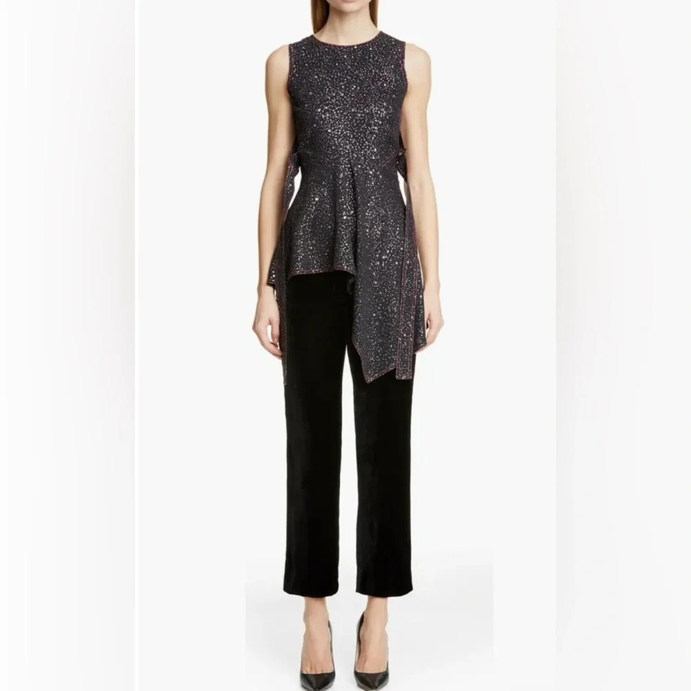 SIES MARJAN Genevieve asymmetric glittered crepe top